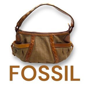 Vintage Fossil Women’s Shoulder Bag Purse brown Tan Leather